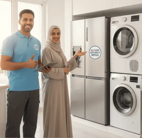 Appliance repair technician servicing multiple home appliances in Abu Dhabi
